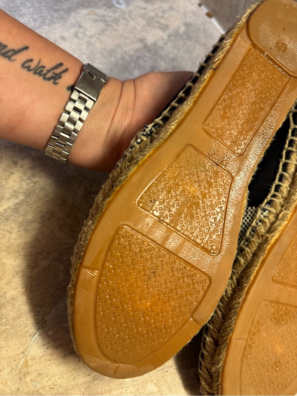 Tory Burch Navy and Beige Logo Espadrille Slip-On - Picture 2 of 7